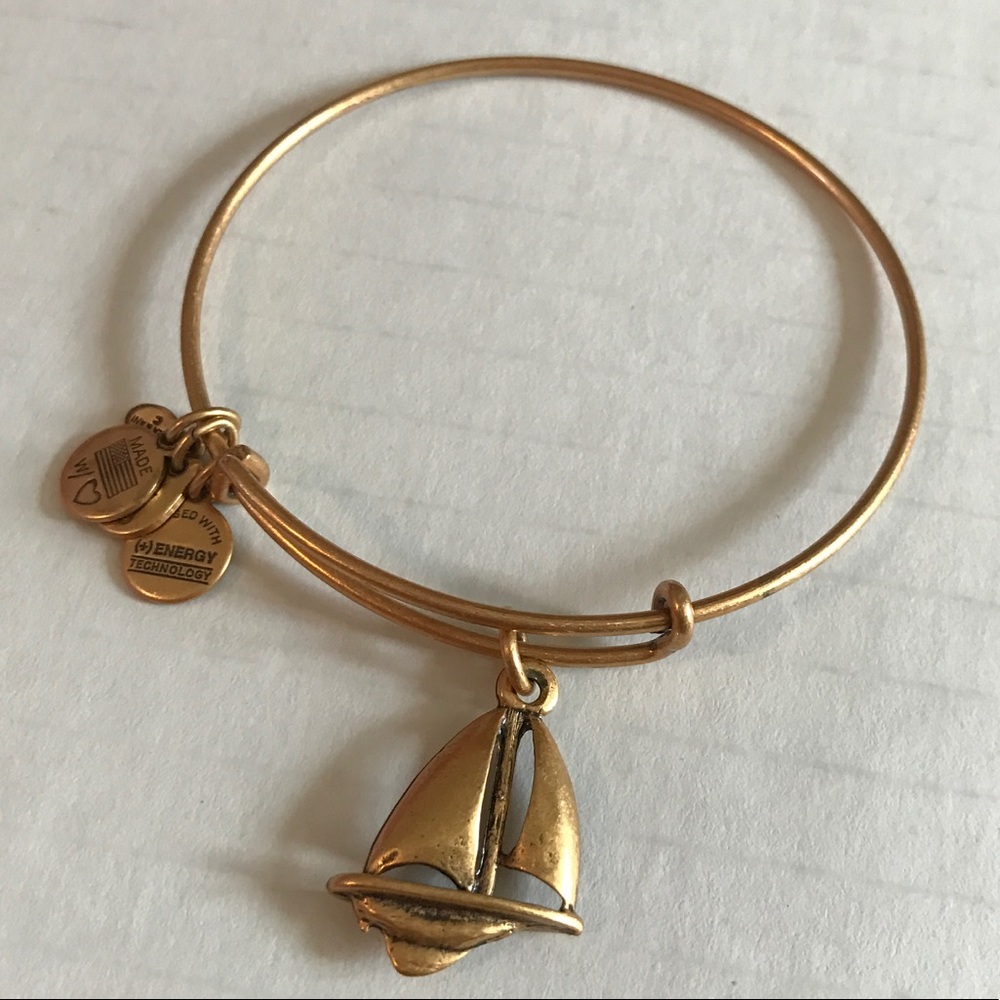 Alex and Ani Sailboat Bangle, gold finish